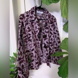 Beautiful vintage purple bohemian women’s jacket with oversized black buttons